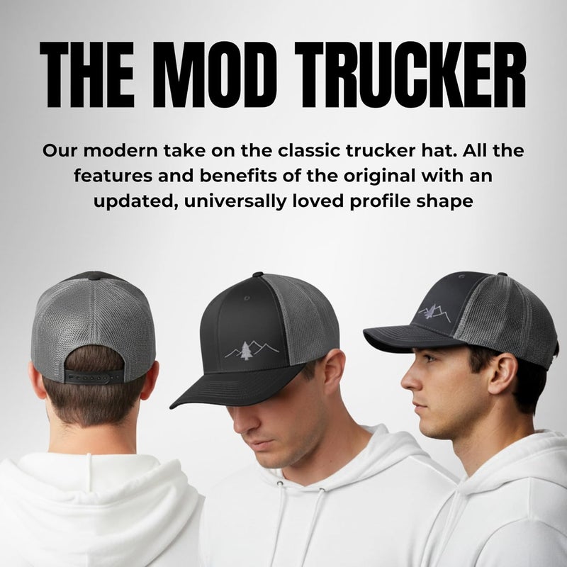 Lindo Trucker Hat [ Great Outdoors Design ] for Men and Women: Mid Profile Cap with Breathable Mesh Back and Adjustable Snap - Image 2
